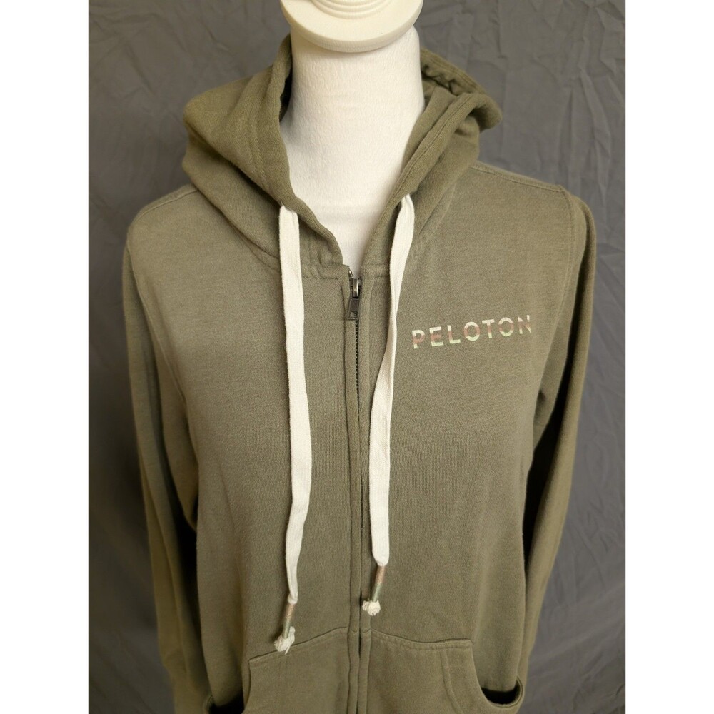 Peloton Ultimate Fleece Zip Hoodie Women's Size XL Green Gorp Gym Workout - Picture 2 of 12
